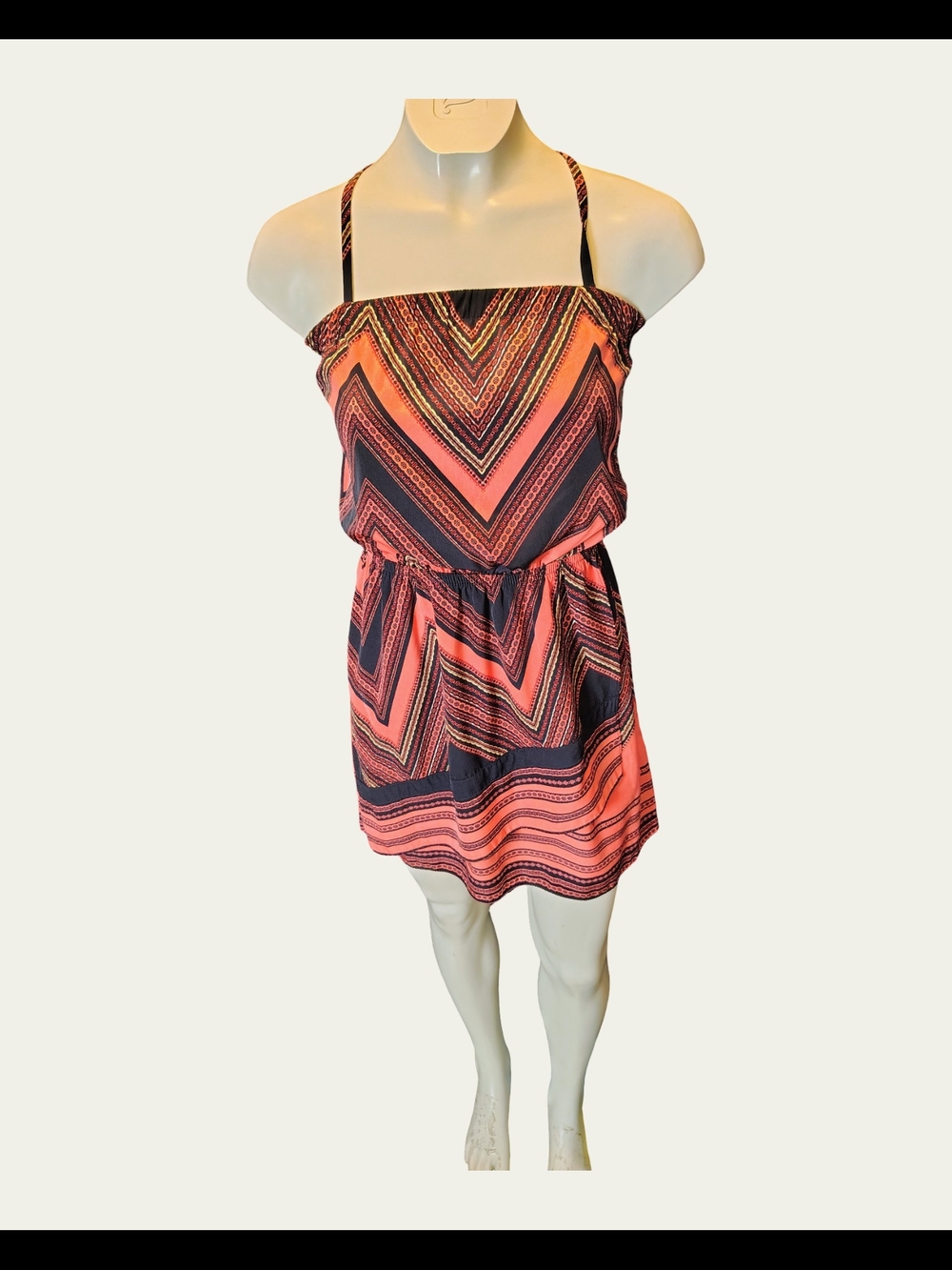 Express Navy Sleeveless Chevron Mini Dress Y2K Style